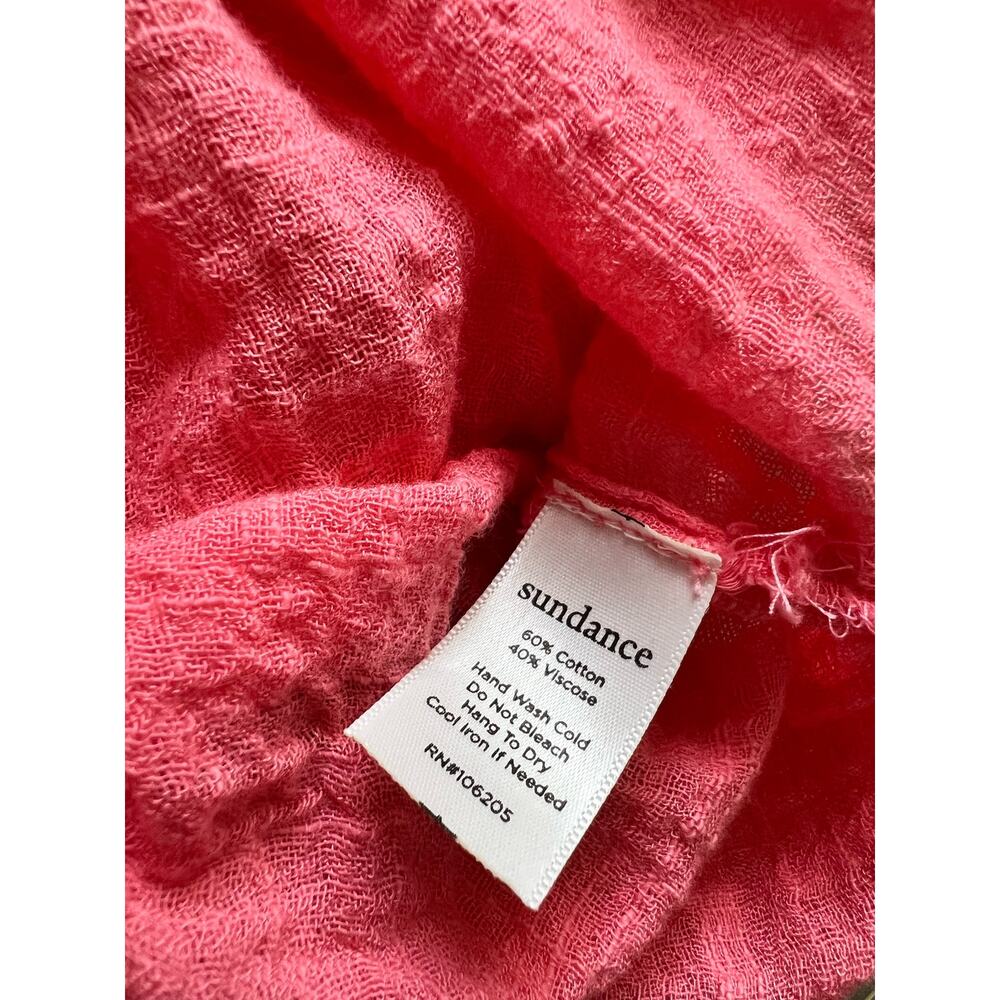 Sundance Catalog Gauze V-Neck Crinkle Pockets Cotton Blend Medium Coral Pink - Picture 4 of 5